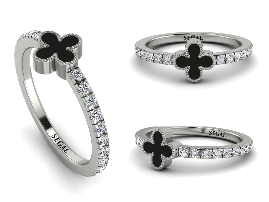 Elegant Enamel Clover Diamond Ring - Clover No. 3