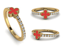 Elegant Enamel Clover Diamond Ring - Clover No. 1 image 1