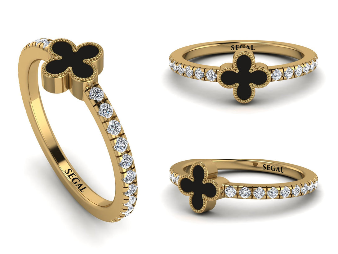 Elegant Enamel Clover Diamond Ring - Clover No. 1