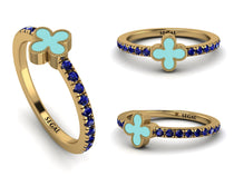 Elegant Enamel Clover Sapphire Ring - Clover No. 13 image 1