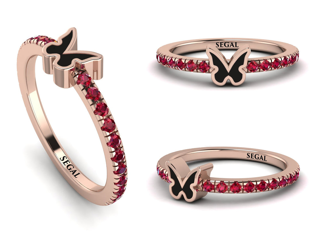 Elegant Enamel Butterfly Ruby Ring - Butterfly No. 11