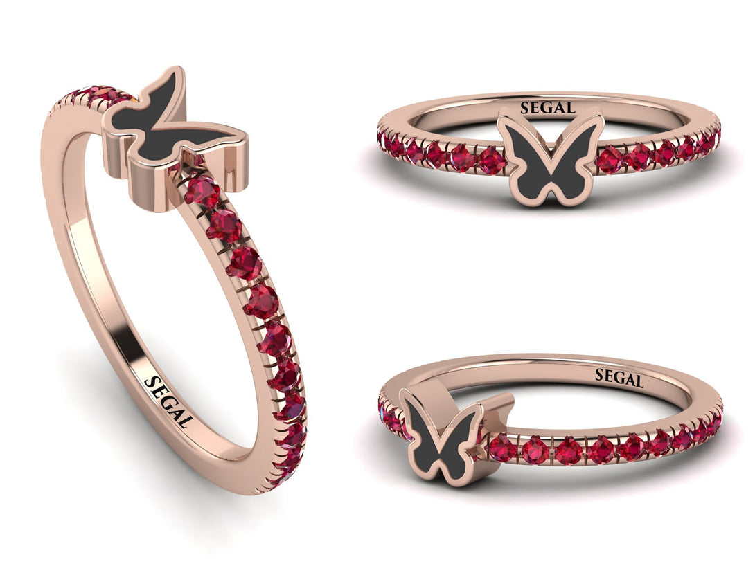 Elegant Enamel Butterfly Ruby Ring - Butterfly No. 11