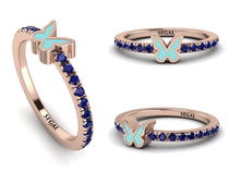 Elegant Enamel Butterfly Sapphire Ring - Butterfly No. 14 image 1