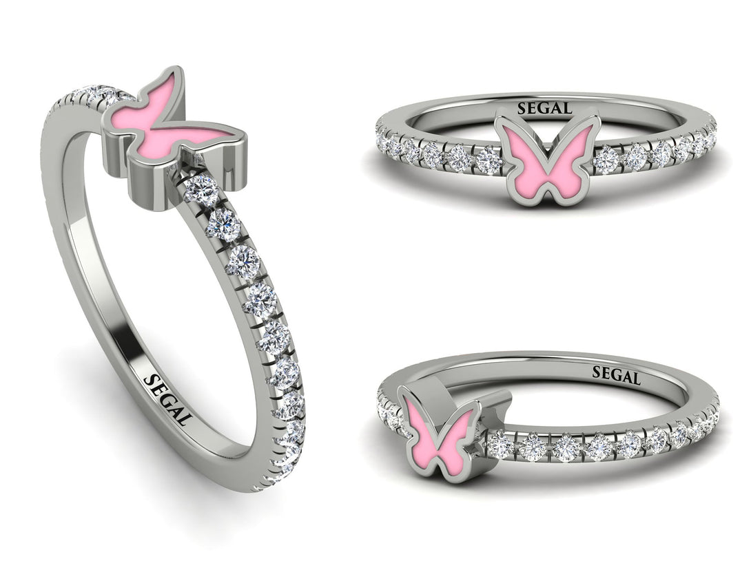Elegant Enamel Butterfly Diamond Ring - Butterfly No. 3