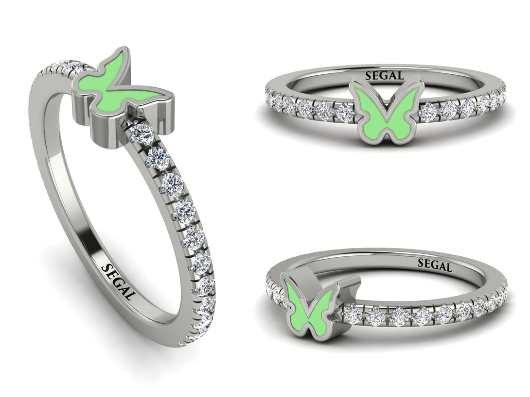Elegant Enamel Butterfly Diamond Ring - Butterfly No. 3