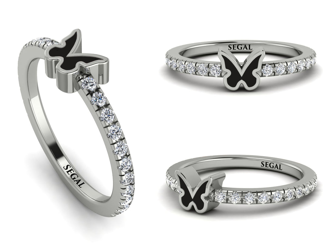Elegant Enamel Butterfly Diamond Ring - Butterfly No. 3