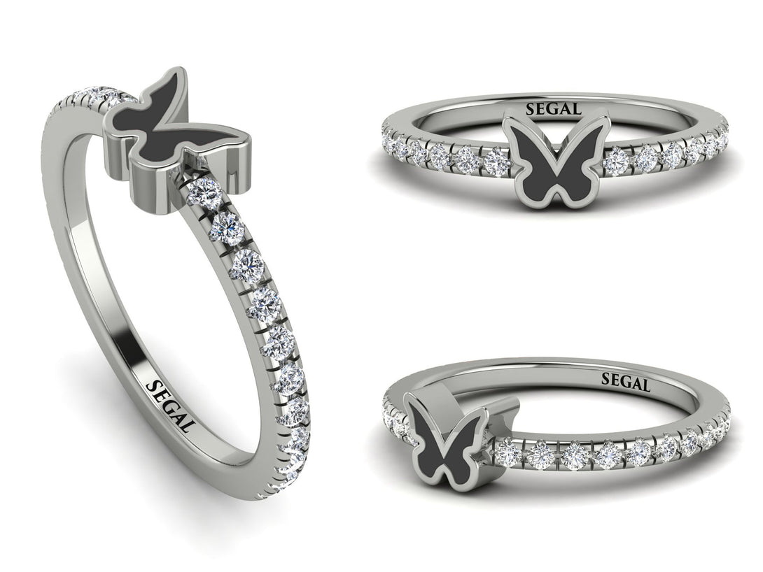 Elegant Enamel Butterfly Diamond Ring - Butterfly No. 3