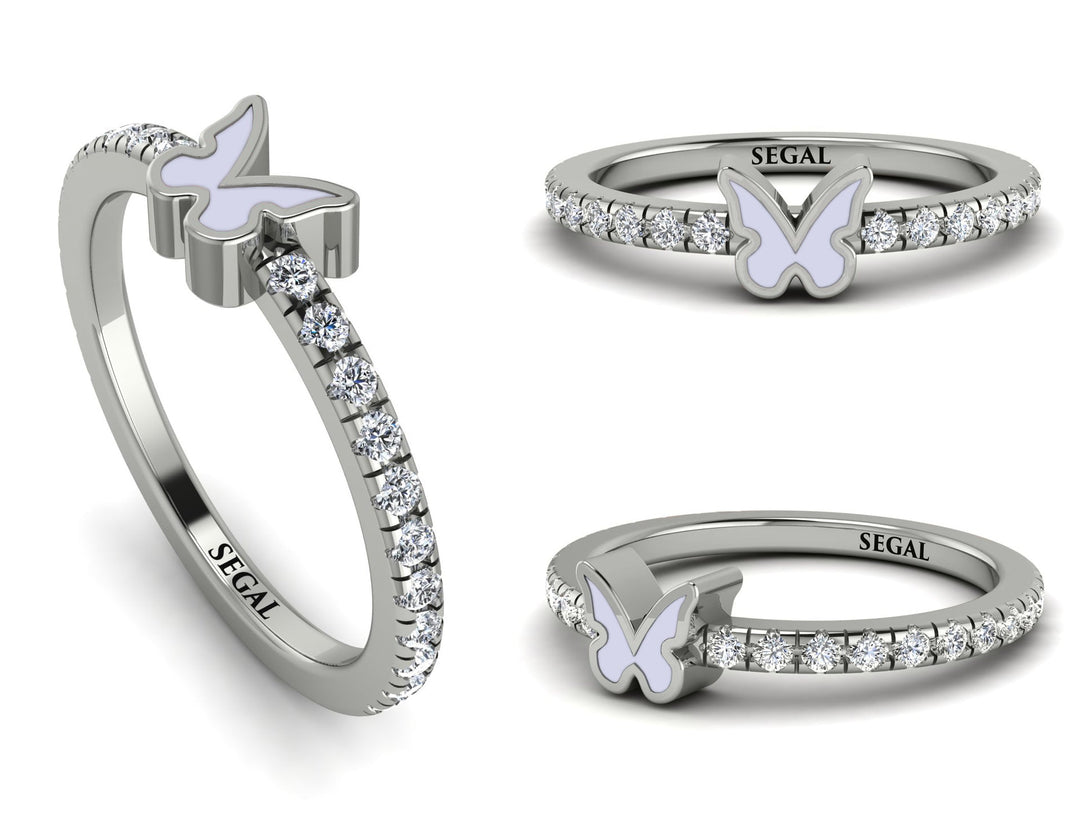 Elegant Enamel Butterfly Diamond Ring - Butterfly No. 3