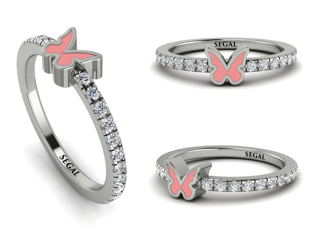 Elegant Enamel Butterfly Diamond Ring - Butterfly No. 3