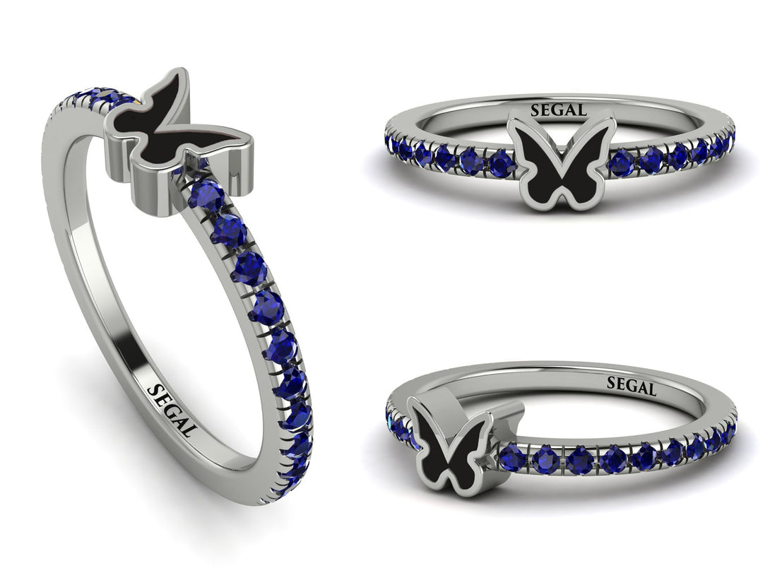 Elegant Enamel Butterfly Sapphire Ring - Butterfly No. 15
