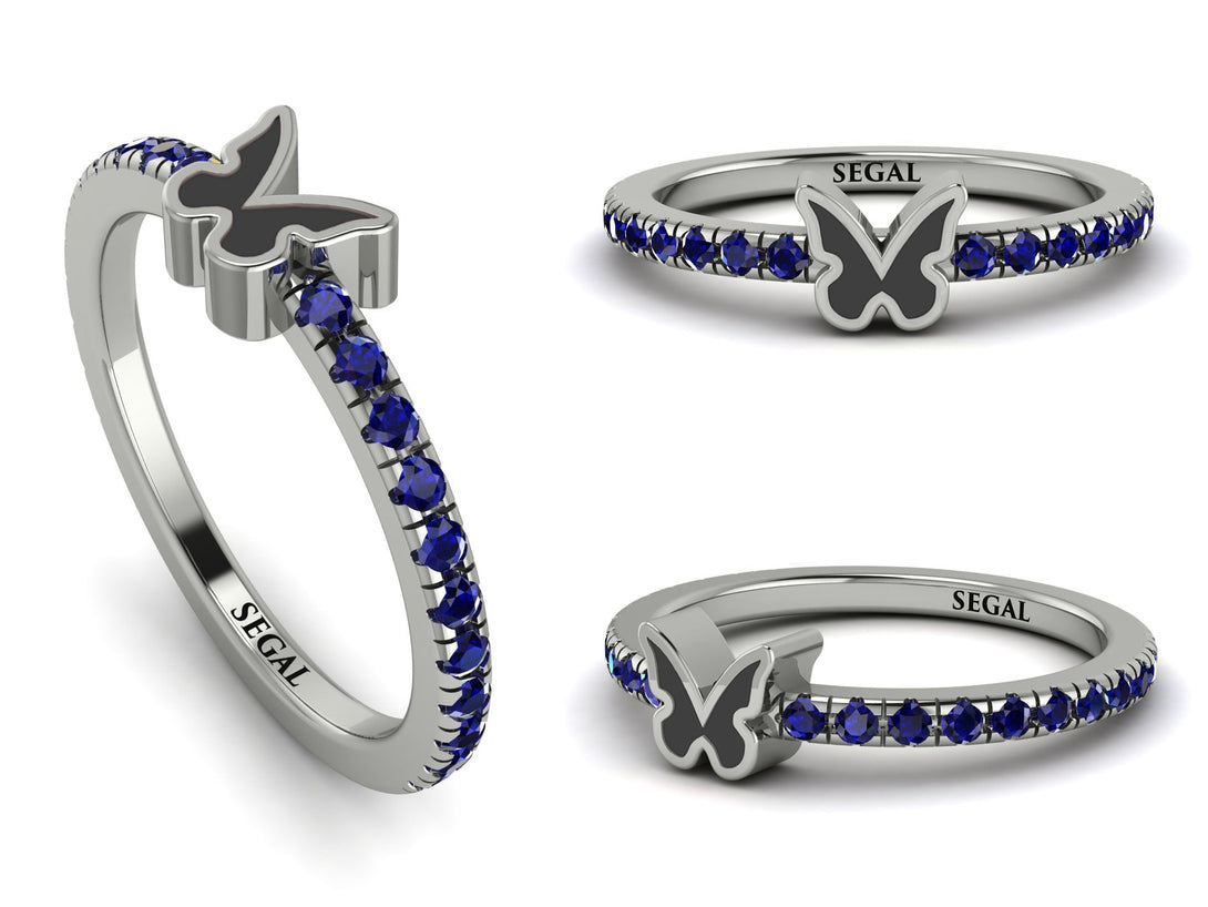 Elegant Enamel Butterfly Sapphire Ring - Butterfly No. 15