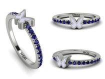 Elegant Enamel Butterfly Sapphire Ring - Butterfly No. 15 image 1