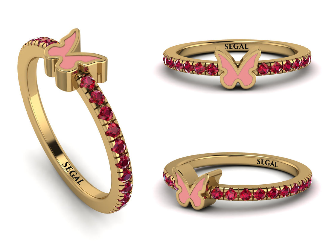 Elegant Enamel Butterfly Ruby Ring - Butterfly No. 10