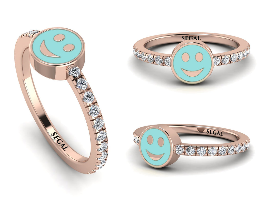 Elegant Enamel Smile Diamond Ring - Smile No. 2