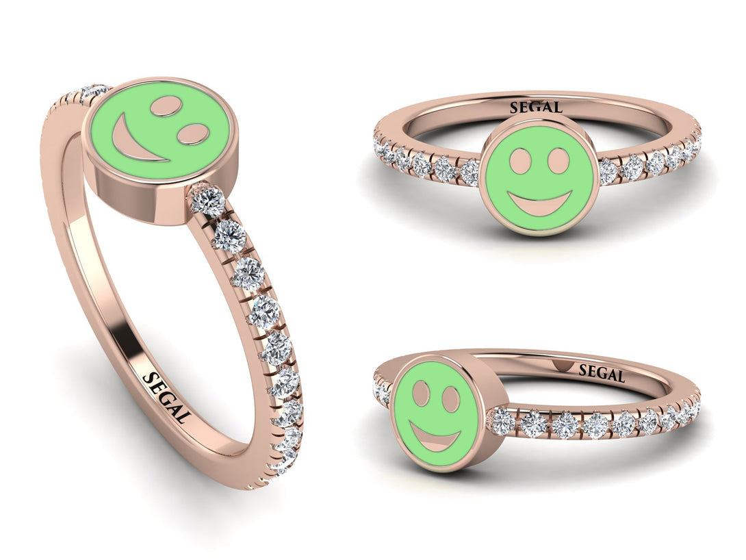 Elegant Enamel Smile Diamond Ring - Smile No. 2