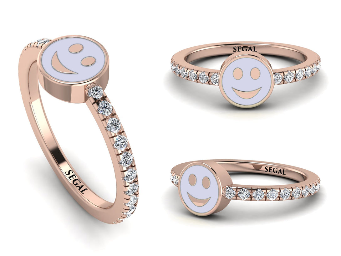 Elegant Enamel Smile Diamond Ring - Smile No. 2