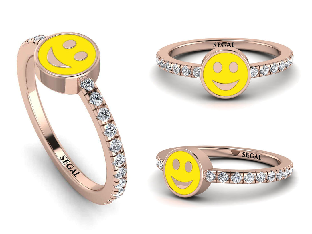 Elegant Enamel Smile Diamond Ring - Smile No. 2