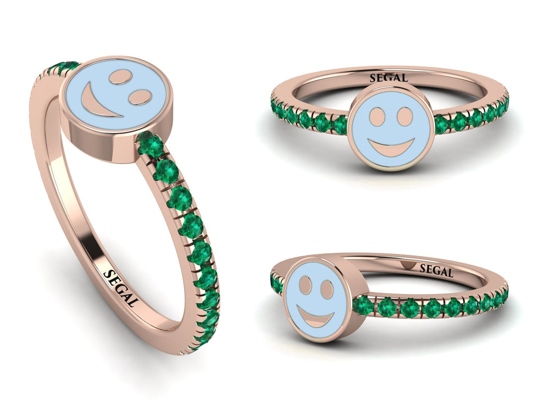 Elegant Enamel Smile Emerald Ring - Smile No. 5