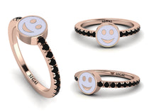 Elegant Enamel Smile Black Diamond Ring - Smile No. 8 image 1