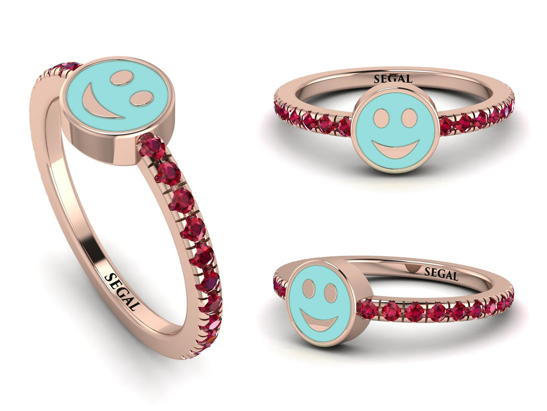 Elegant Enamel Smile Ruby Ring - Smile No. 11