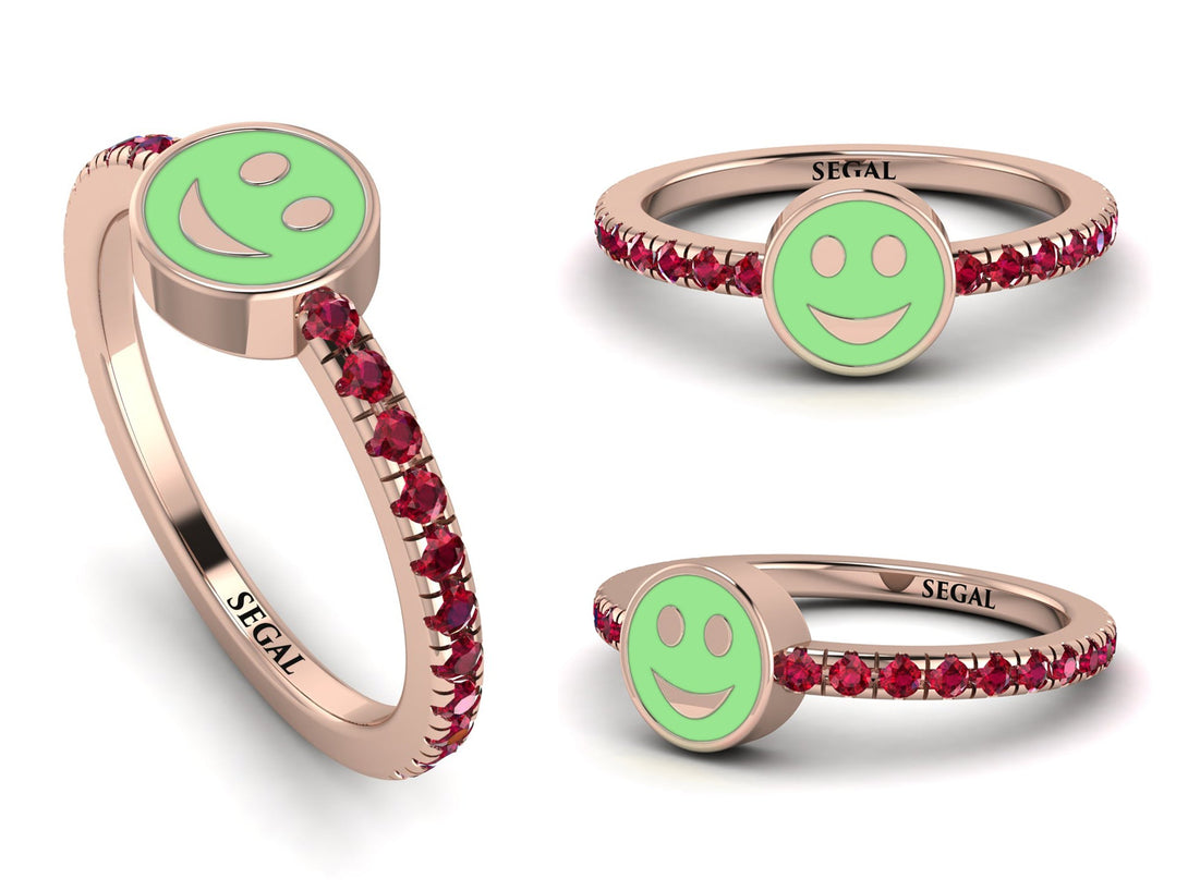 Elegant Enamel Smile Ruby Ring - Smile No. 11