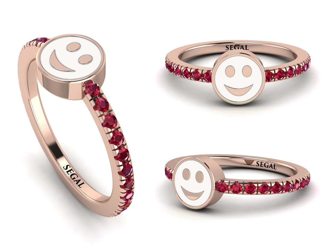 Elegant Enamel Smile Ruby Ring - Smile No. 11