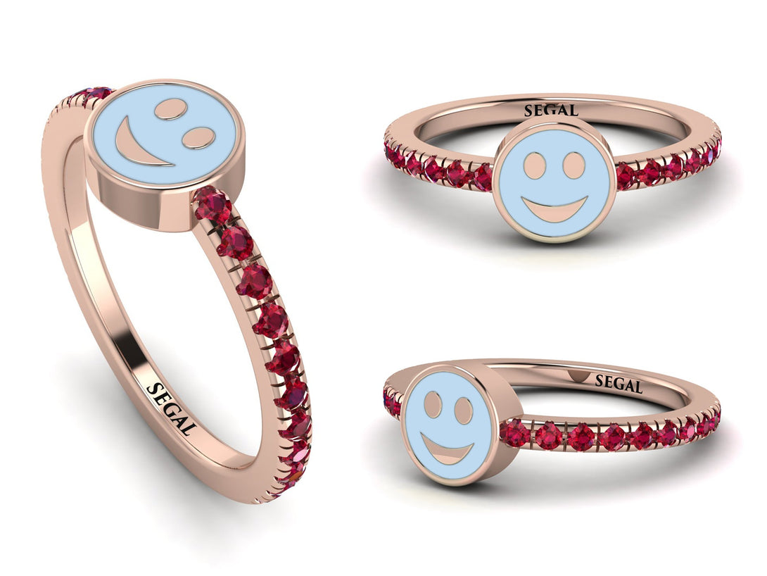 Elegant Enamel Smile Ruby Ring - Smile No. 11