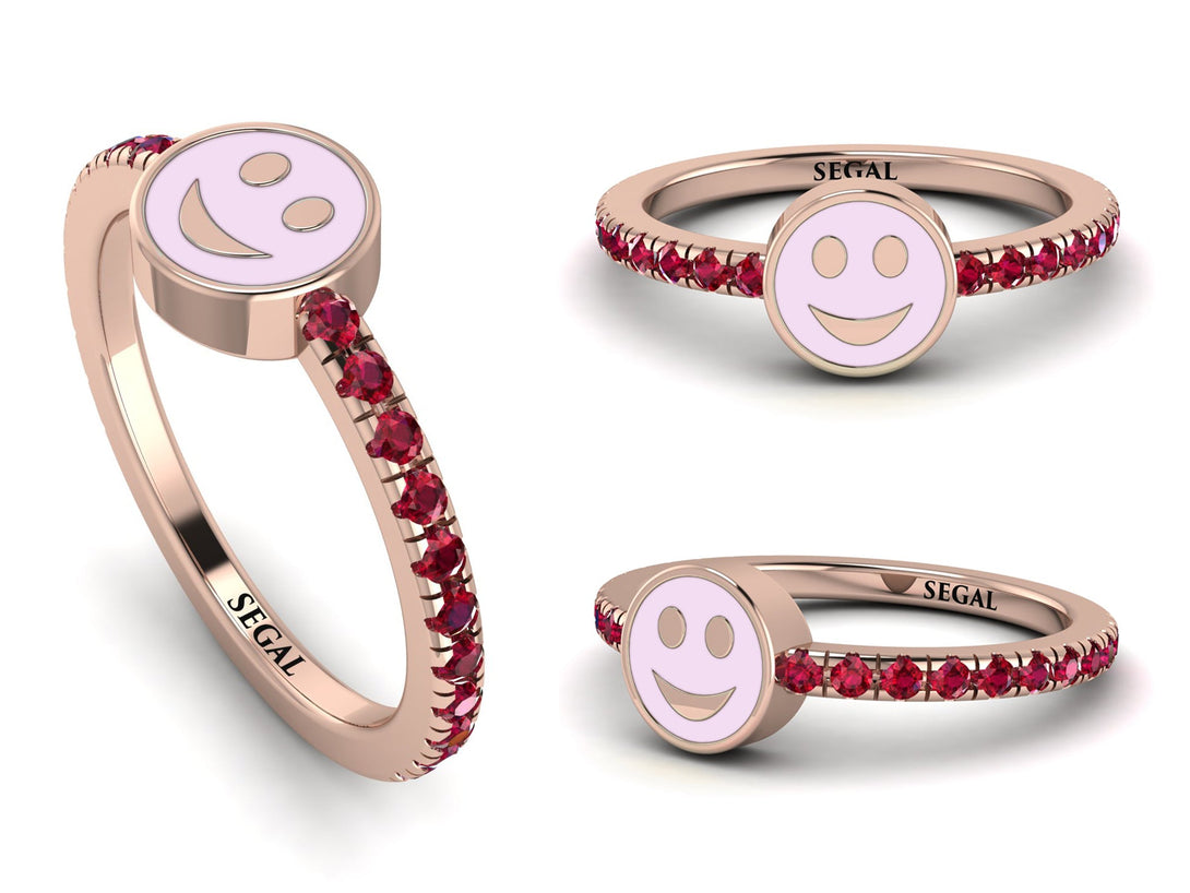 Elegant Enamel Smile Ruby Ring - Smile No. 11