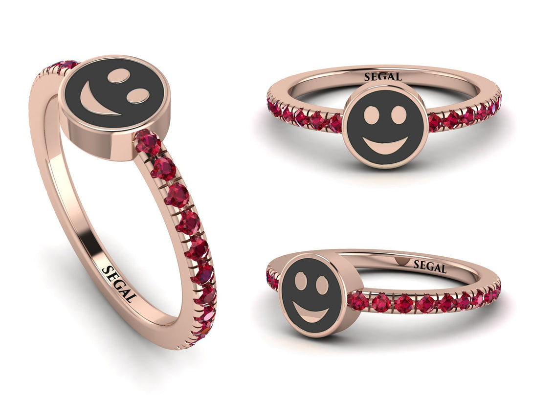 Elegant Enamel Smile Ruby Ring - Smile No. 11