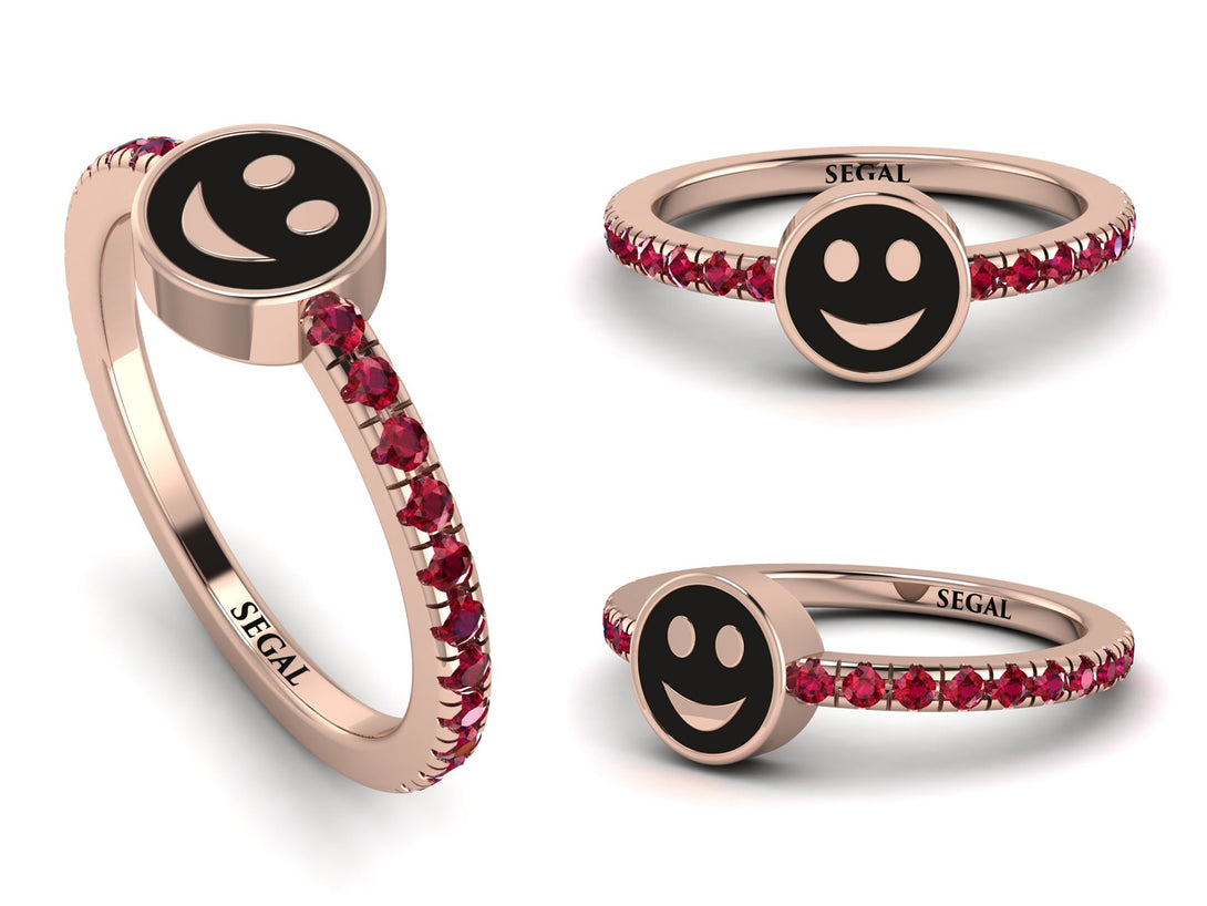 Elegant Enamel Smile Ruby Ring - Smile No. 11