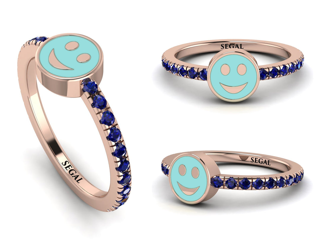 Elegant Enamel Smile Sapphire Ring - Smile No. 14