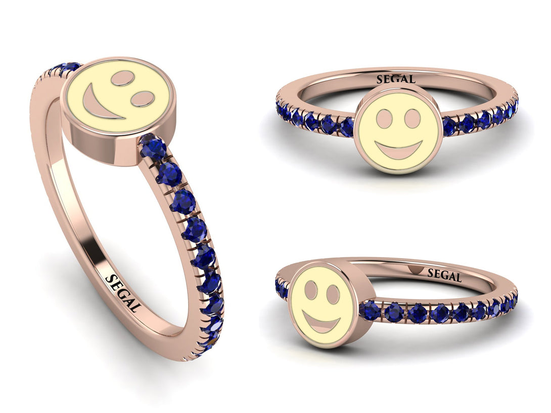 Elegant Enamel Smile Sapphire Ring - Smile No. 14
