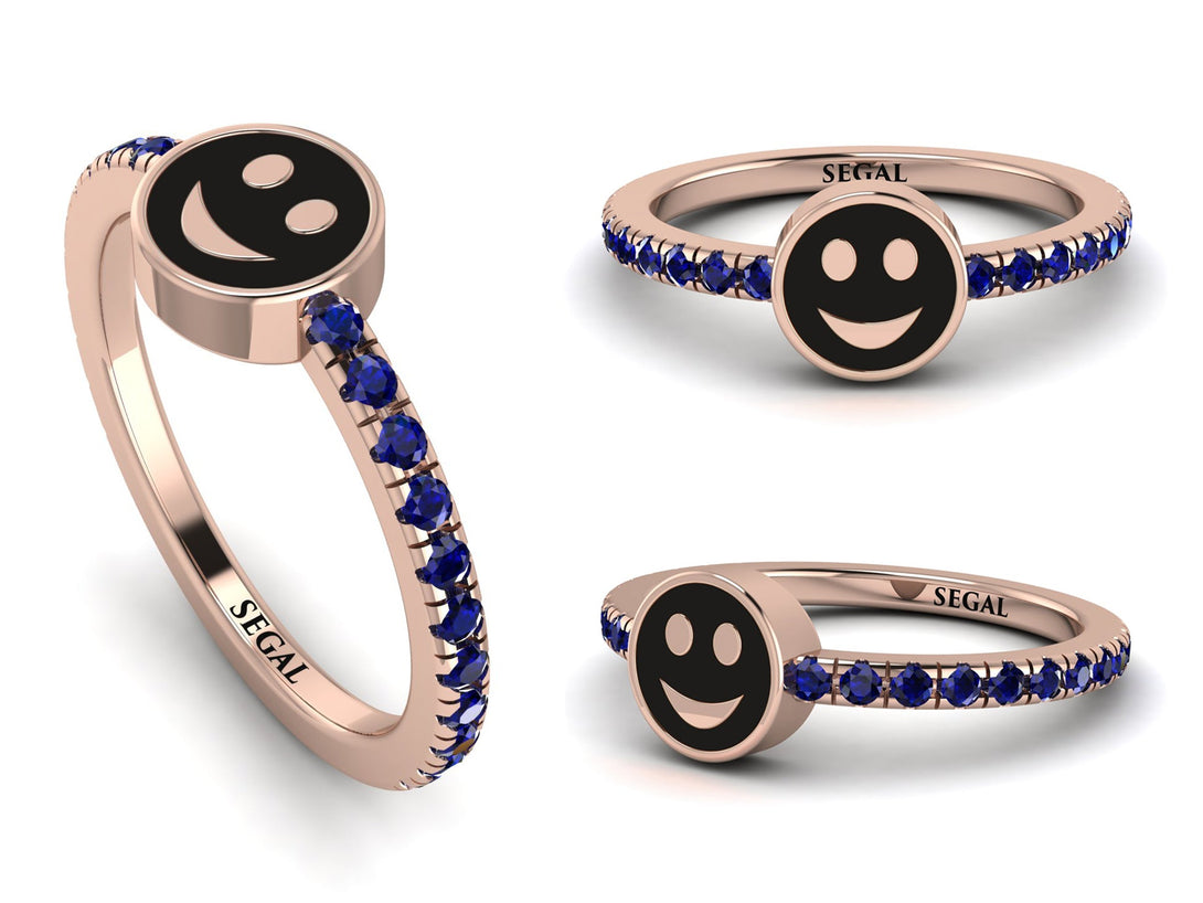 Elegant Enamel Smile Sapphire Ring - Smile No. 14