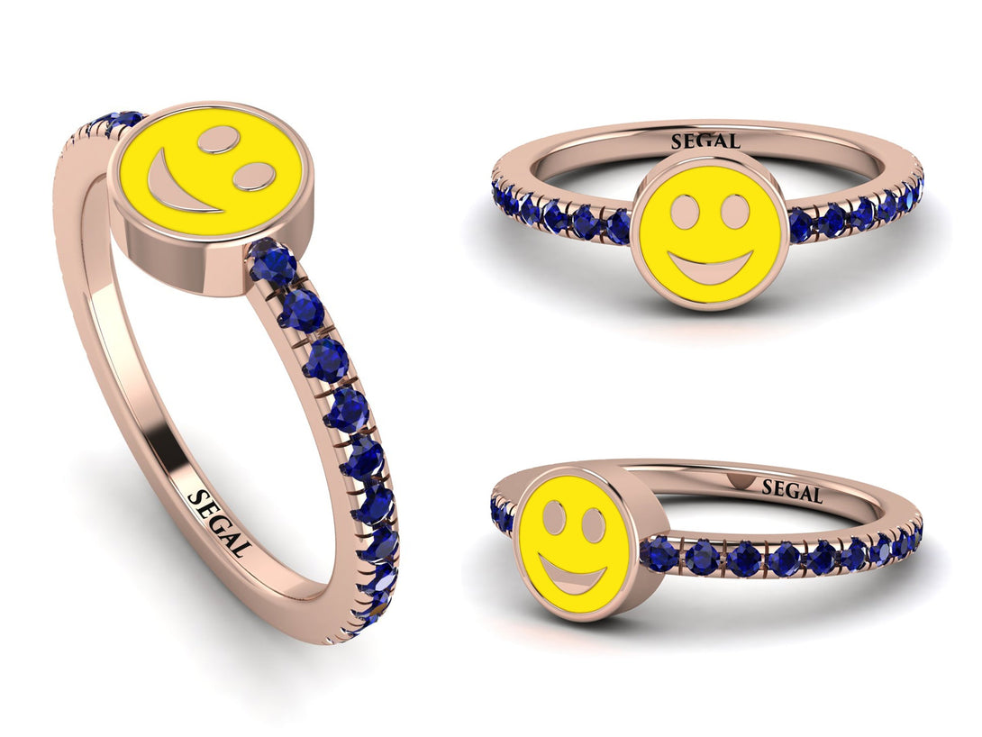 Elegant Enamel Smile Sapphire Ring - Smile No. 14
