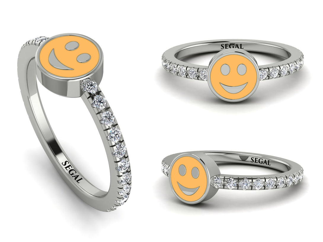 Elegant Enamel Smile Diamond Ring - Smile No. 3