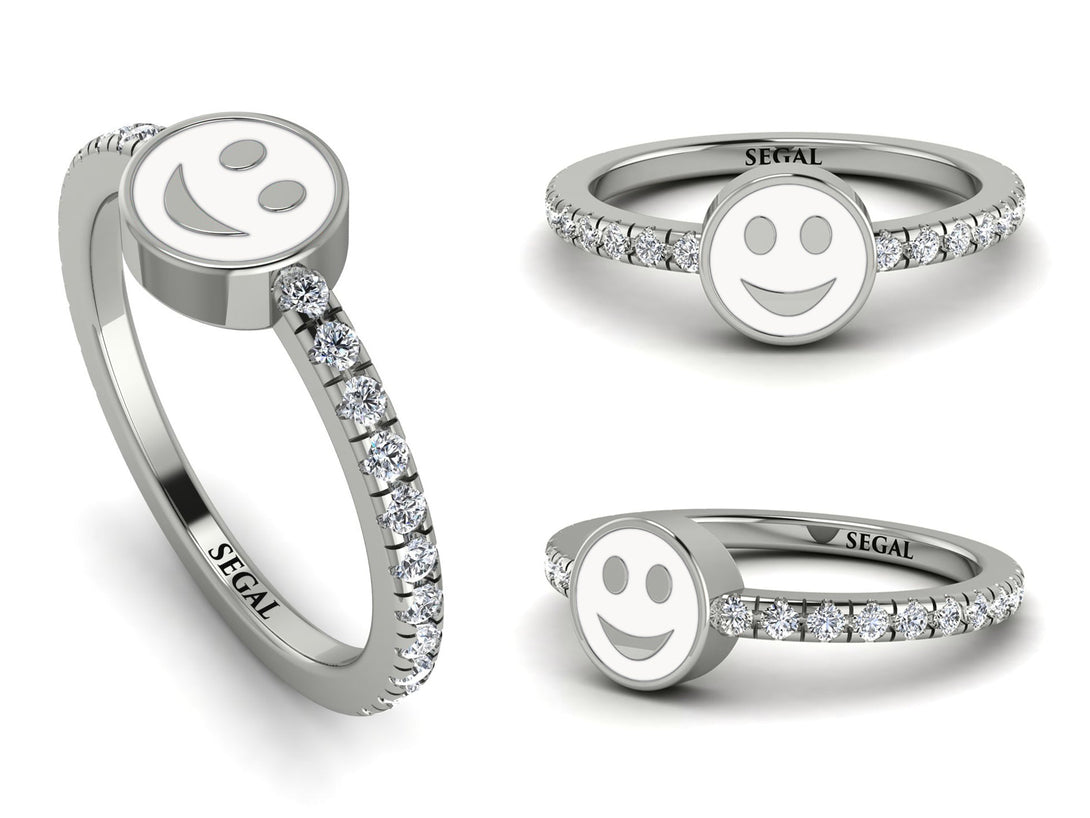Elegant Enamel Smile Diamond Ring - Smile No. 3