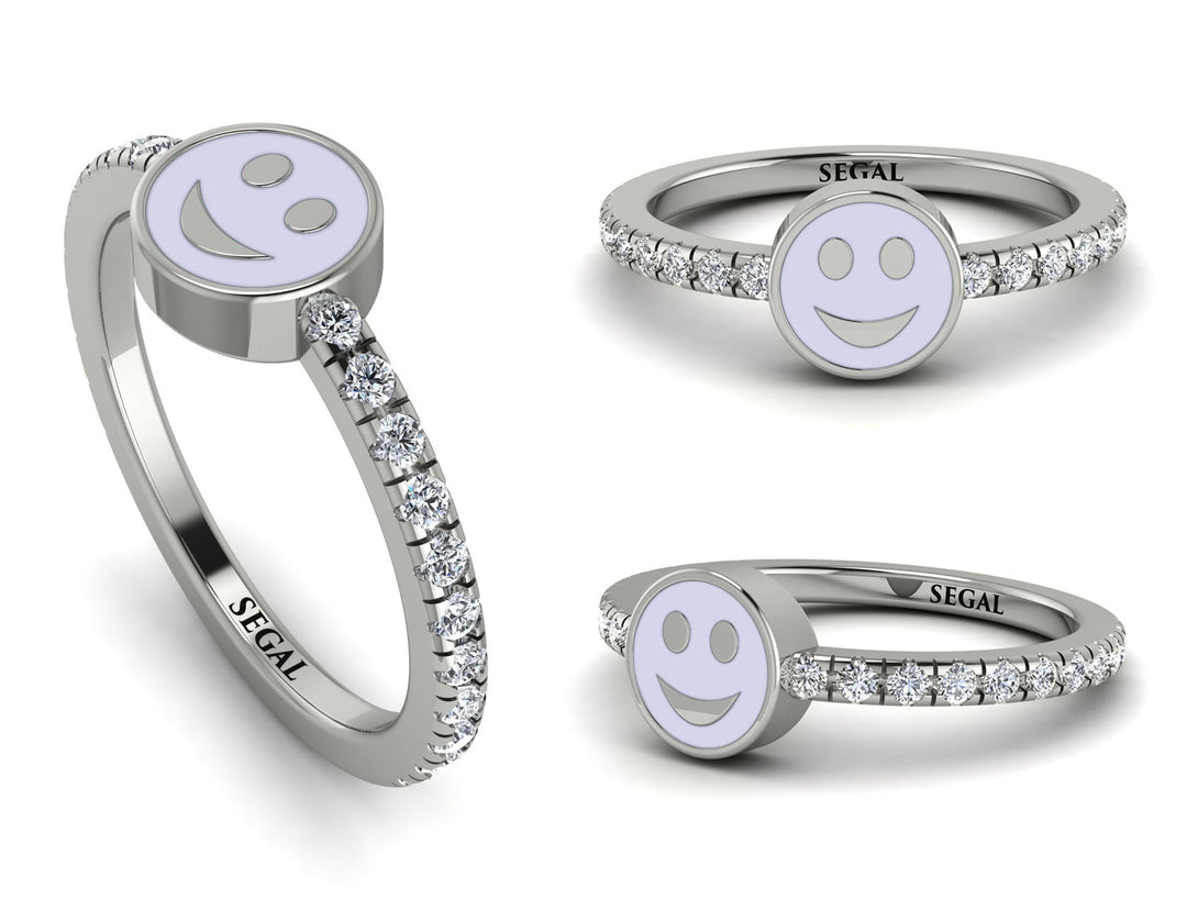 Elegant Enamel Smile Diamond Ring - Smile No. 3