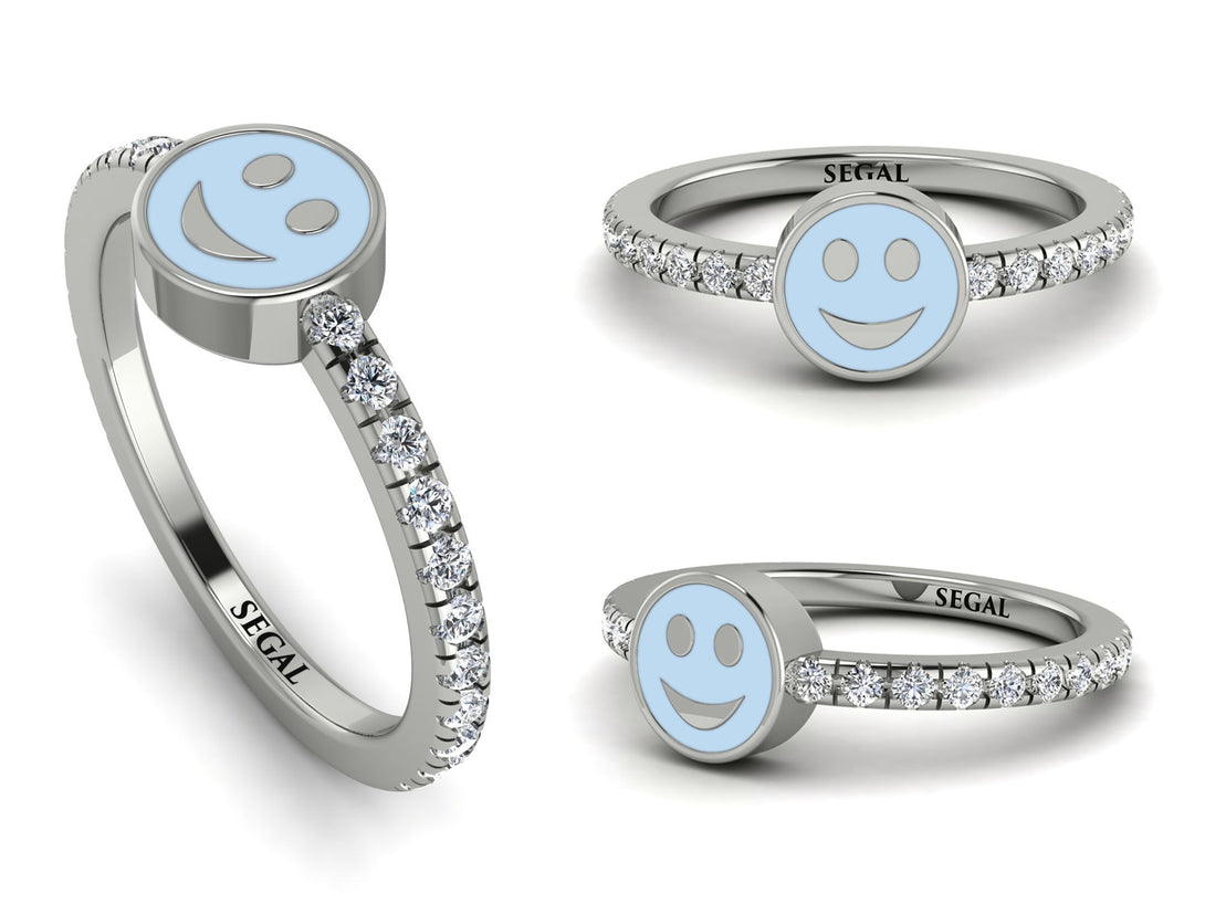 Elegant Enamel Smile Diamond Ring - Smile No. 3