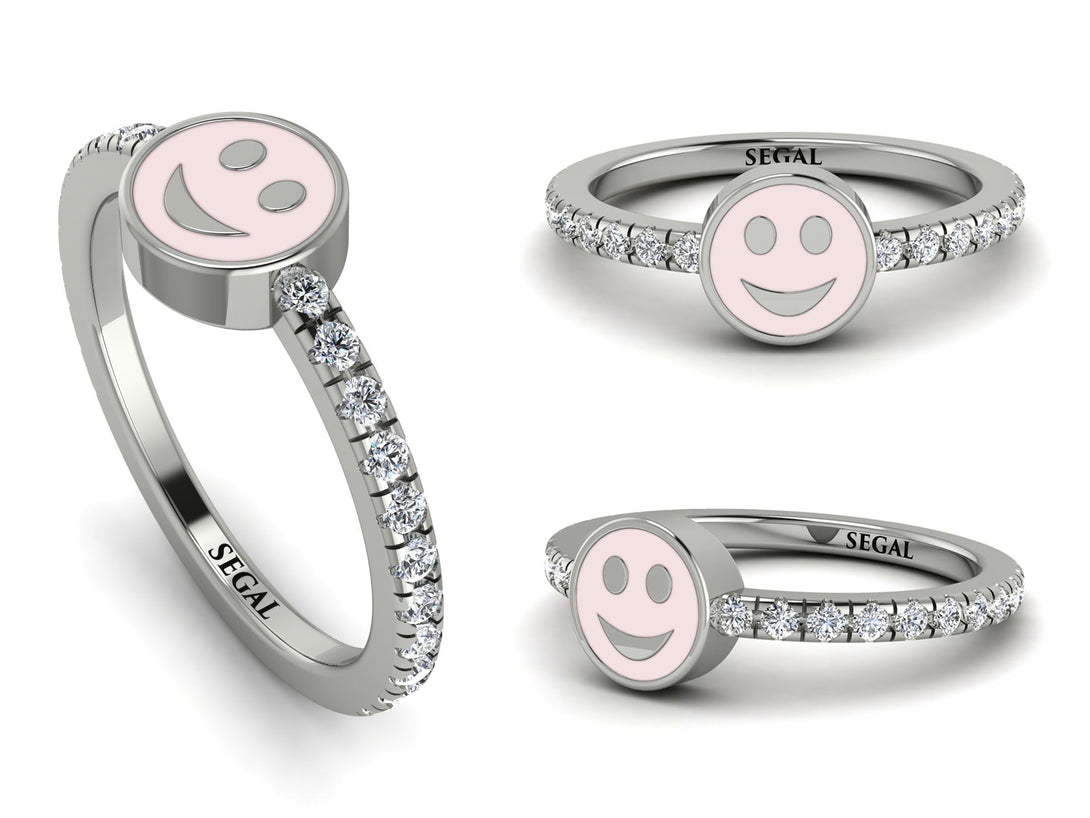 Elegant Enamel Smile Diamond Ring - Smile No. 3