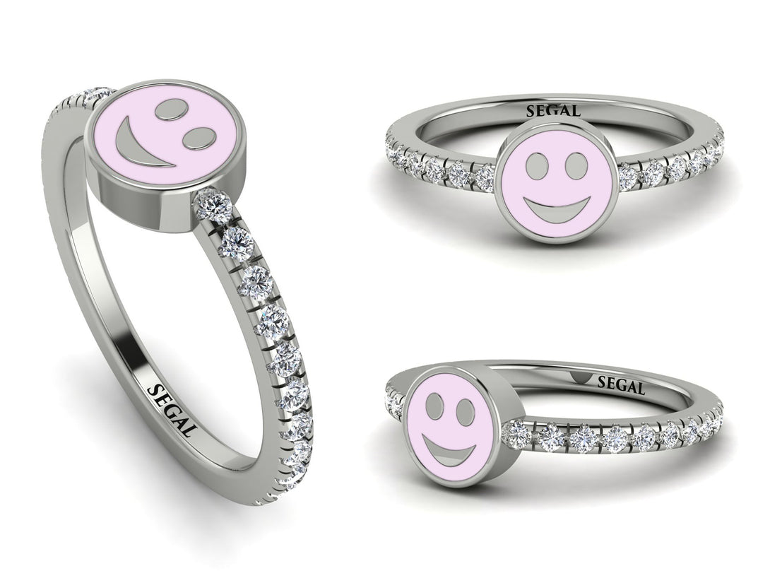Elegant Enamel Smile Diamond Ring - Smile No. 3