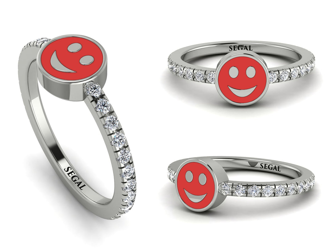 Elegant Enamel Smile Diamond Ring - Smile No. 3