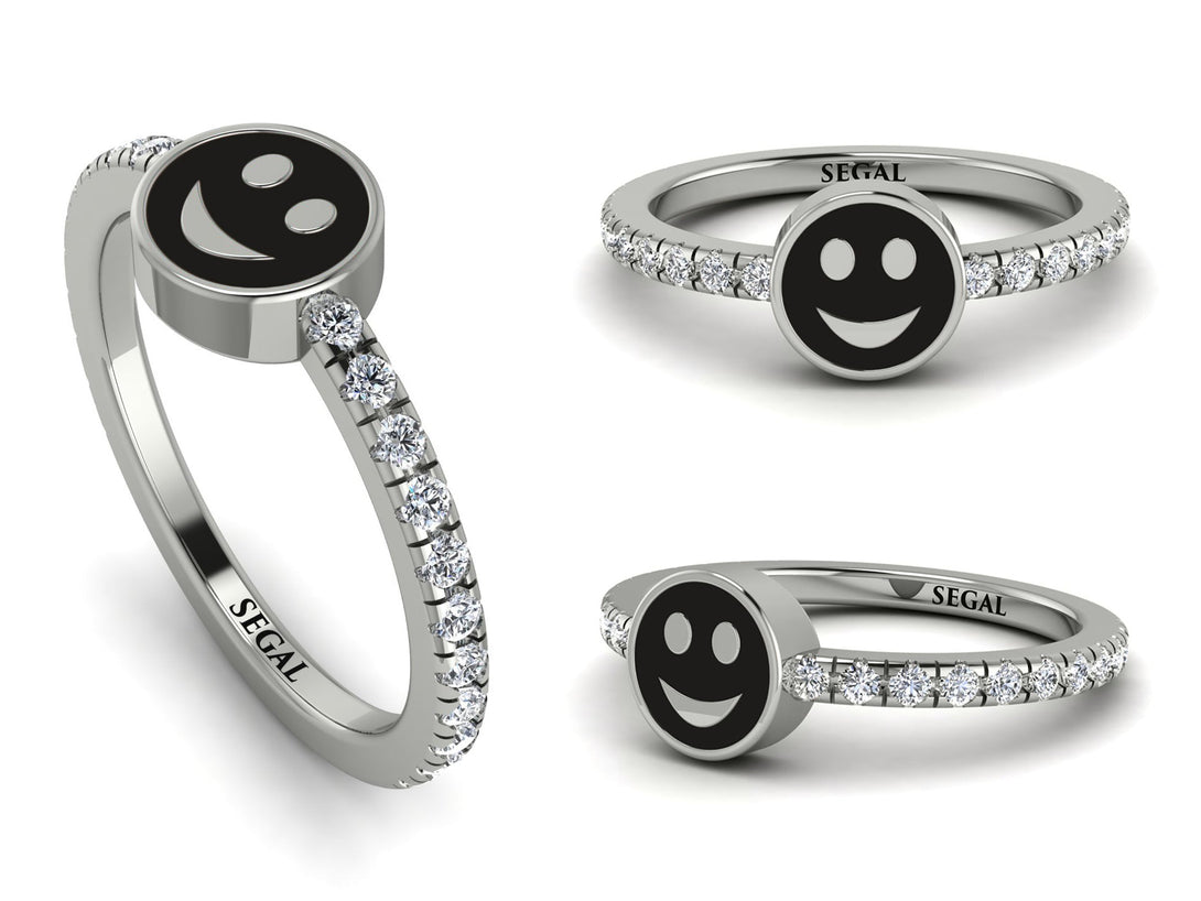 Elegant Enamel Smile Diamond Ring - Smile No. 3