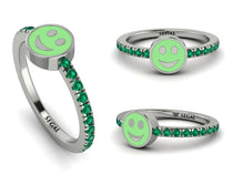 Elegant Enamel Smile Emerald Ring - Smile No. 6 image 1