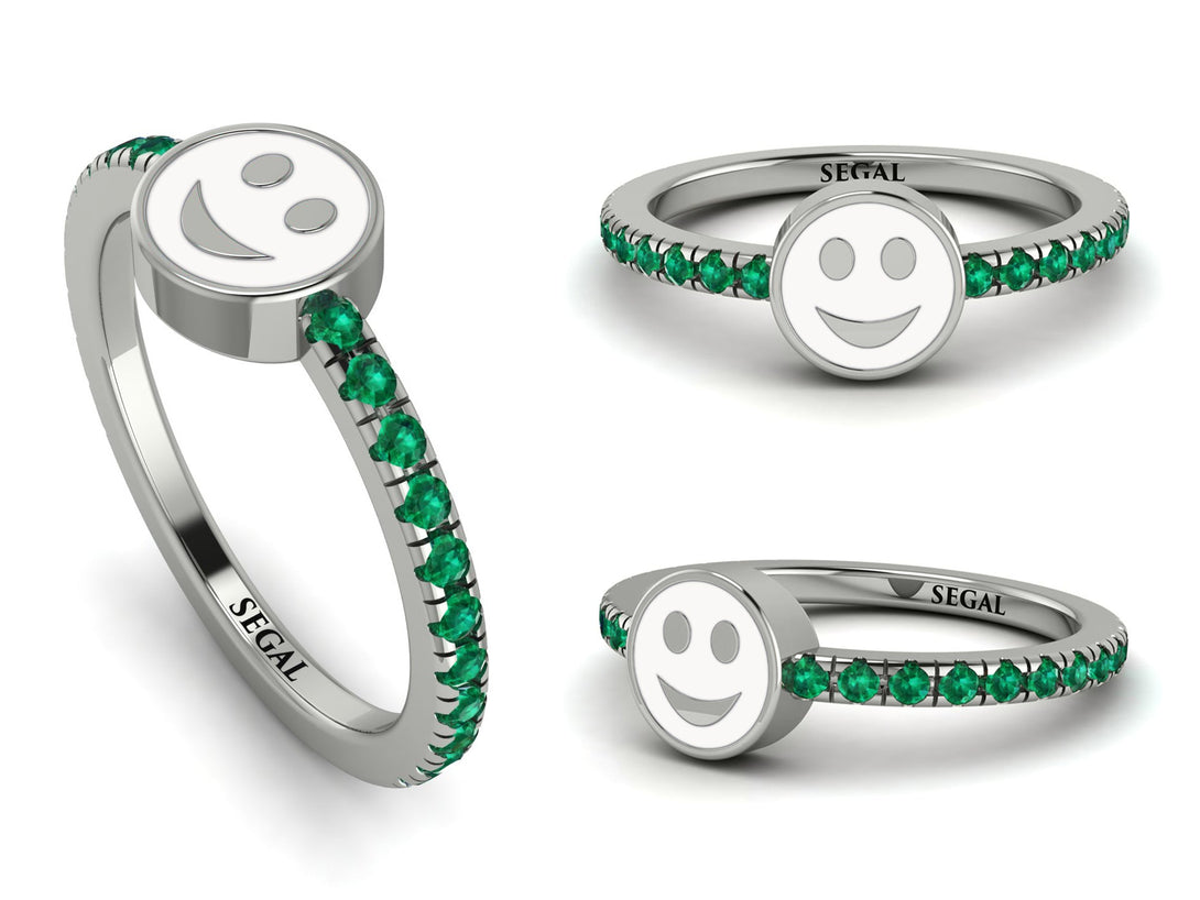 Elegant Enamel Smile Emerald Ring - Smile No. 6