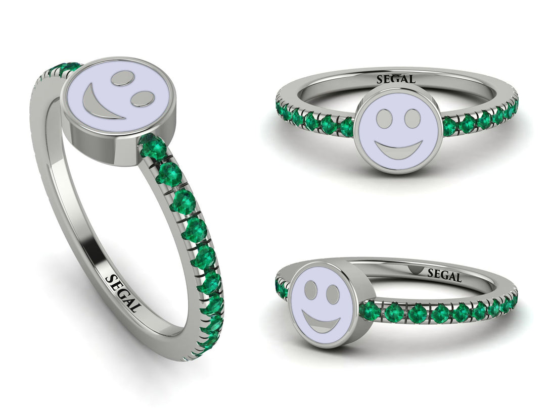 Elegant Enamel Smile Emerald Ring - Smile No. 6