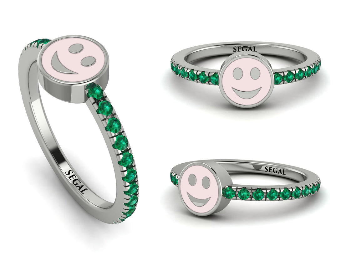 Elegant Enamel Smile Emerald Ring - Smile No. 6