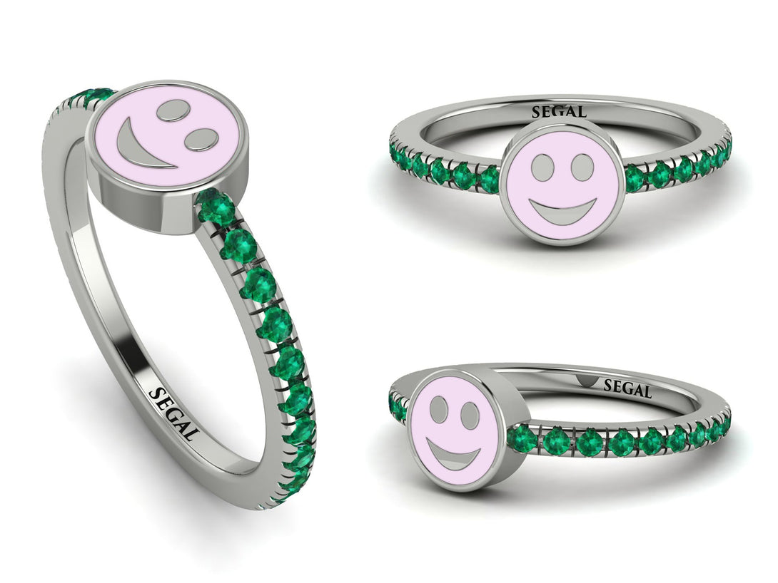 Elegant Enamel Smile Emerald Ring - Smile No. 6