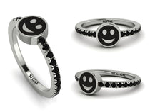 Elegant Enamel Smile Black Diamond Ring - Smile No. 9 image 1