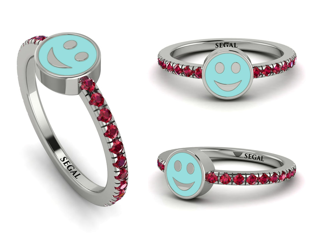 Elegant Enamel Smile Ruby Ring - Smile No. 12