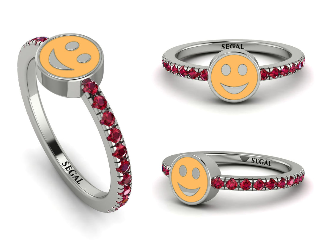 Elegant Enamel Smile Ruby Ring - Smile No. 12